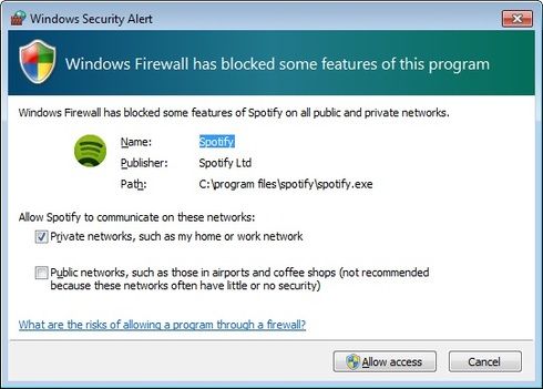 Firewall and Spotify